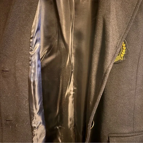 NWT Ralph Lauren Crest-Patch Wool-Blend Coat Size 12 Black - Picture 11 of 11